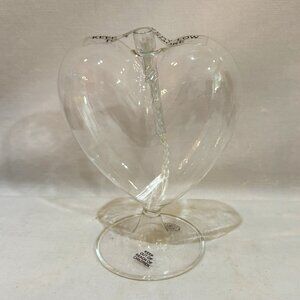 Vintage Lamplight Farms Hand Blown Heart Shape Clear Glass Oil Candle